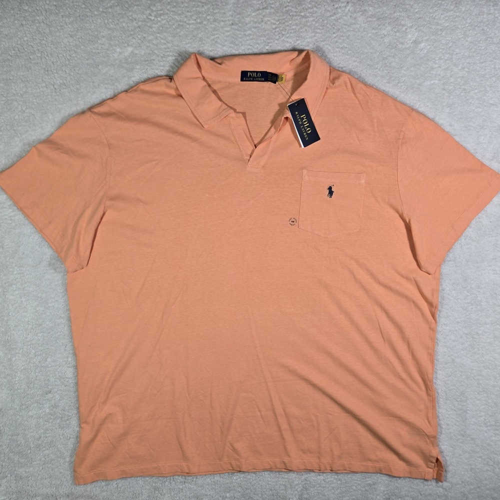 Polo Ralph Lauren Mens 4XB Cotton Linen Johnny Collar Polo Shirt 4XL Big TALL